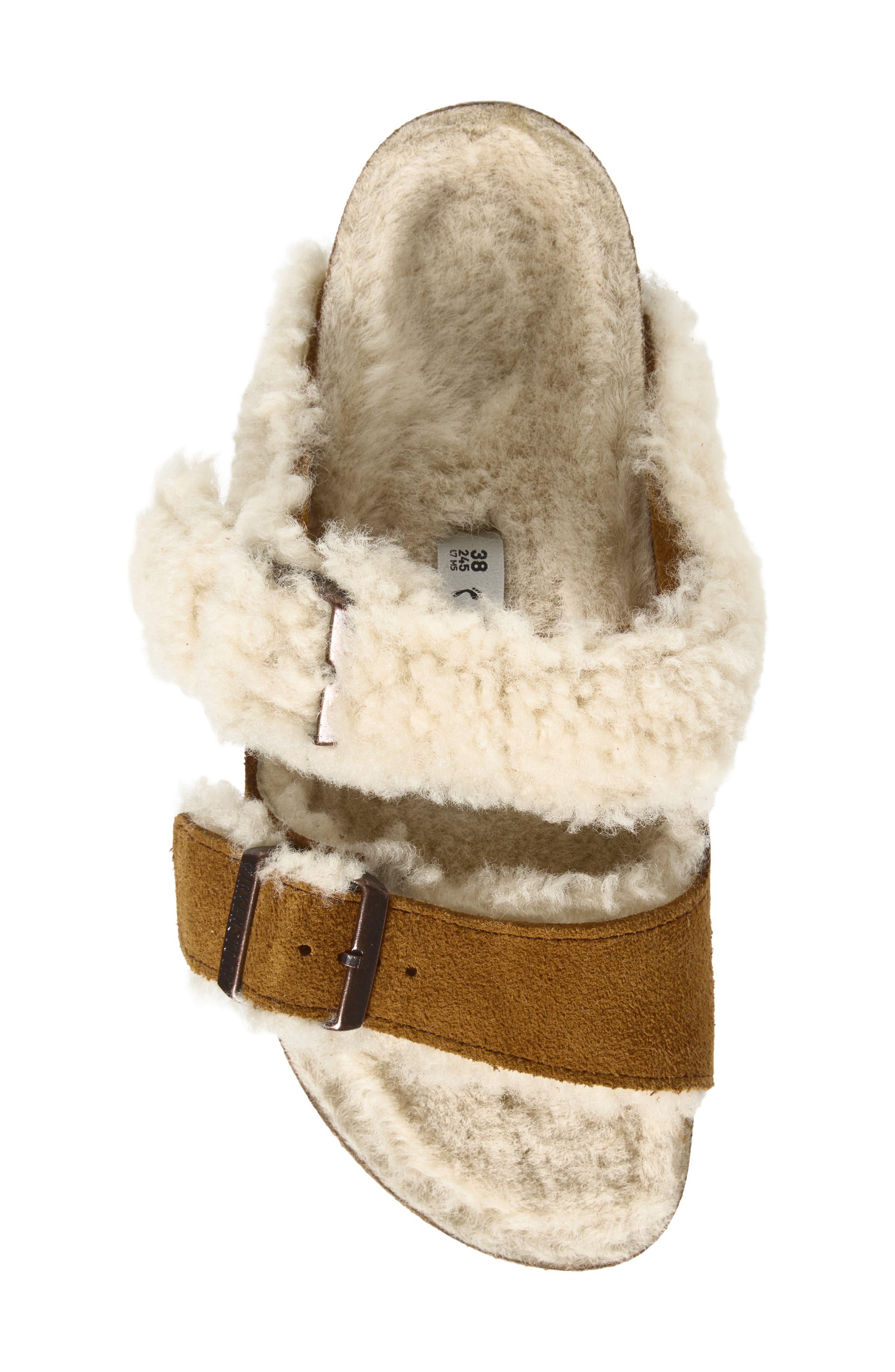 Arizona Genuine Teddy Shearling Lined Slide Sandal, Alternate, color, MINK/ NATURAL