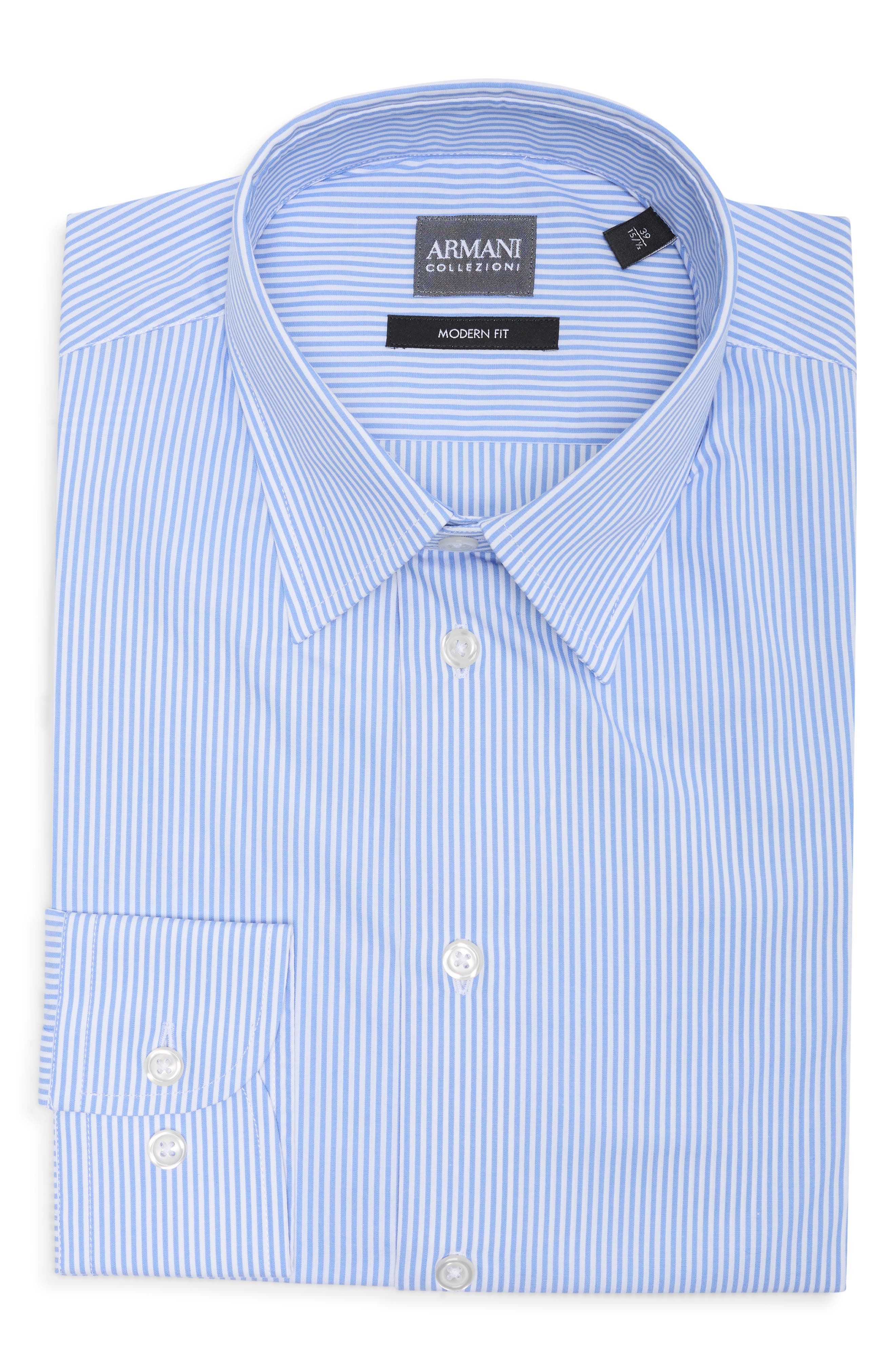 Modern Fit Stripe Cotton Dress Shirt