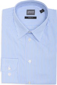 Emporio Armani Modern Fit Stripe Cotton Dress Shirt