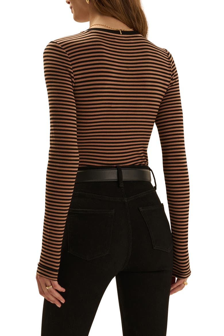 The Foundation Striped Long Sleeve Tee, Alternate, color, CAMEL BLACK STRIPE
