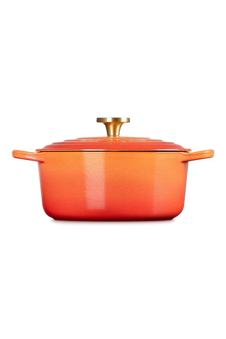 Signature 4.5-Quart Round Enamel Cast Iron Dutch Oven, Alternate, color, FLAMME DOREE