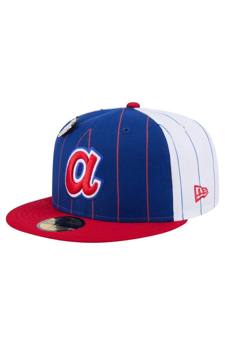 New Era Men's New Era Blue Atlanta Braves Pinstripe 59FIFTY Fitted Hat, Main, color,