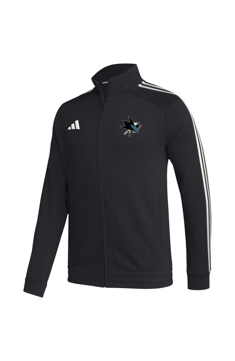 adidas Men's adidas  Black San Jose Sharks Raglan Full-Zip Track Jacket, Alternate, color, 
