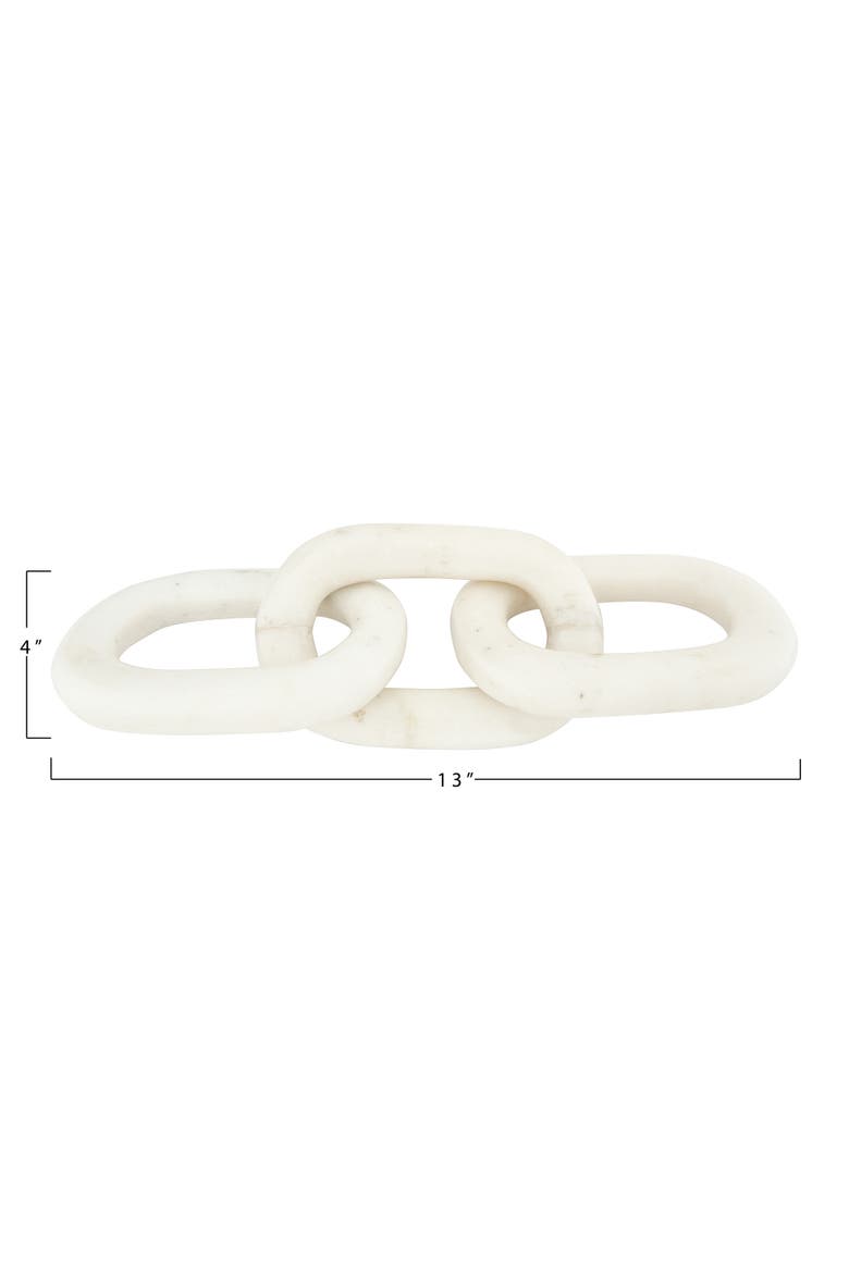 13"L Decorative Marble Chain Link Figurine, Alternate, color, White