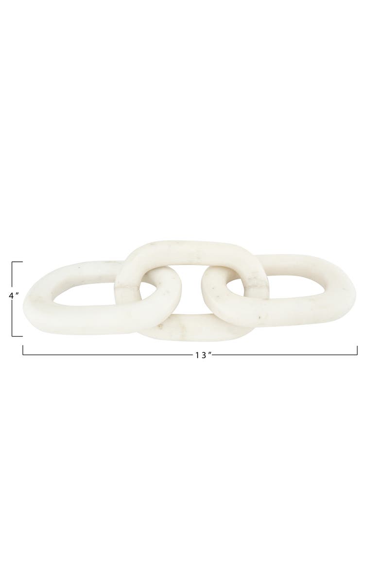 Storied Home 13"L Decorative Marble Chain Link Figurine, Alternate, color, White