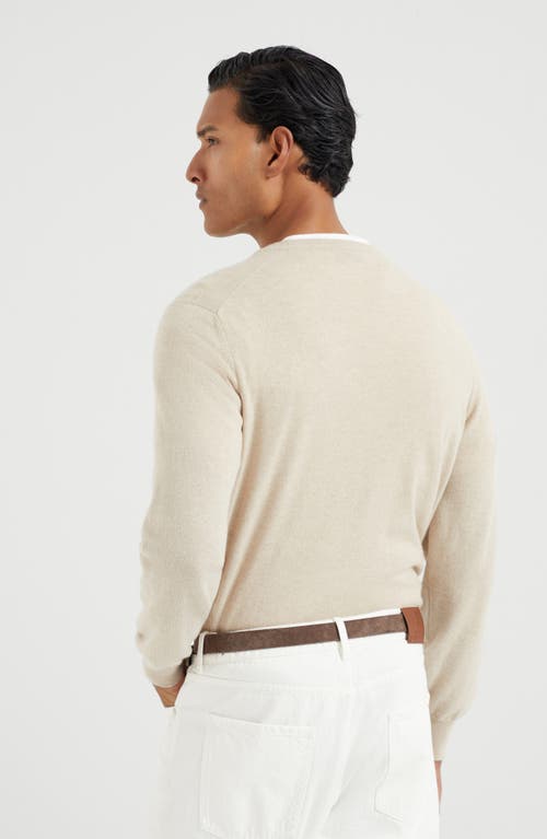 Brunello Cucinelli Cashmere V-neck Sweater In Buff
