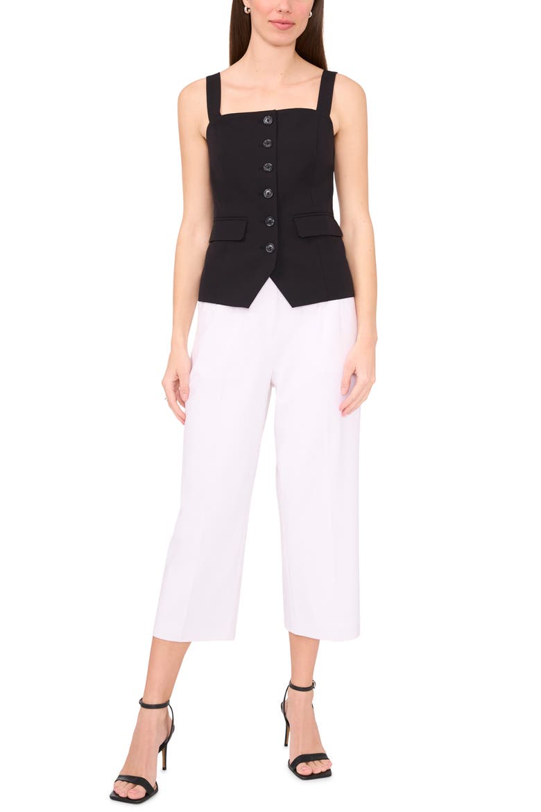 Sleeveless Button-Up Bustier Top, Alternate, color, RICH BLACK