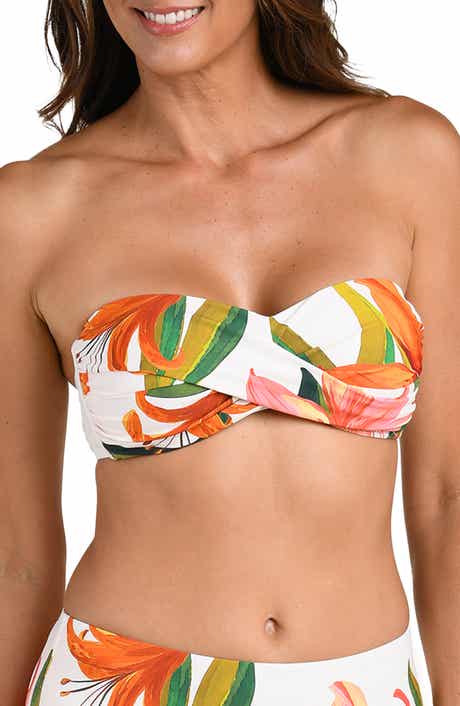 Jungle Blossoms Twisted Bandeau Bikini Top