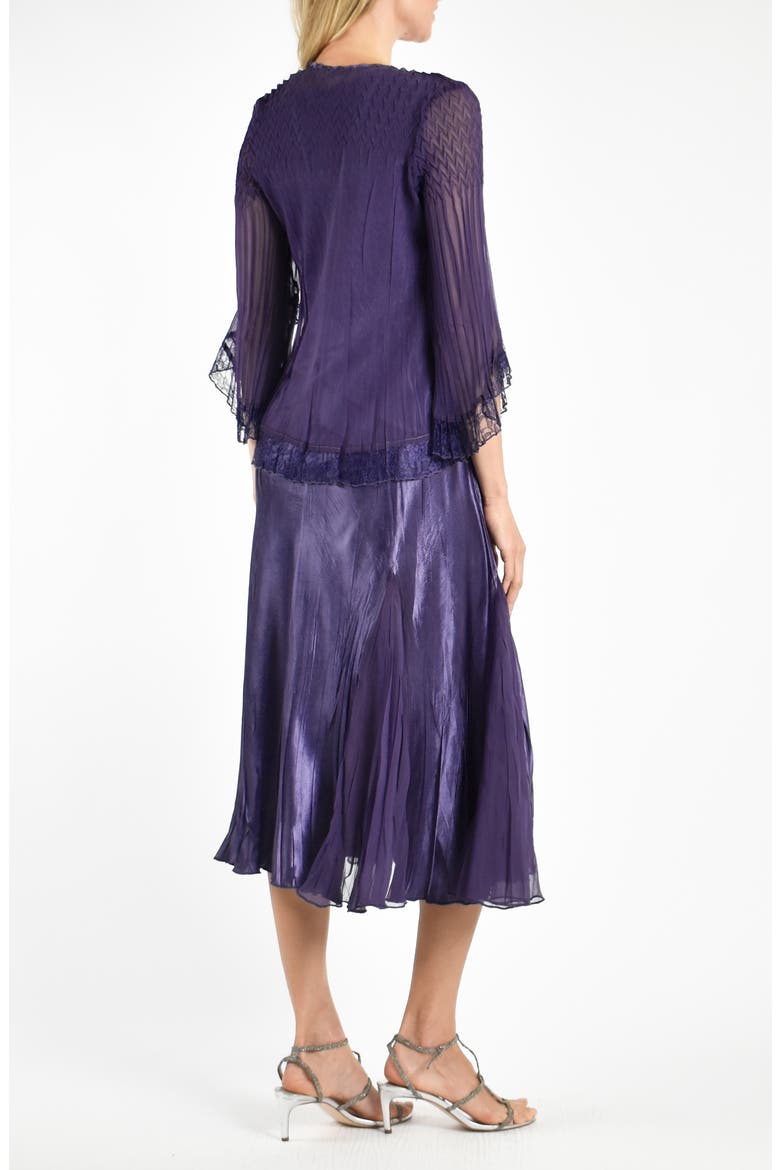 Charmeuse & Chiffon Midi Dress with Jacket, Alternate, color, NIGHT SHADE