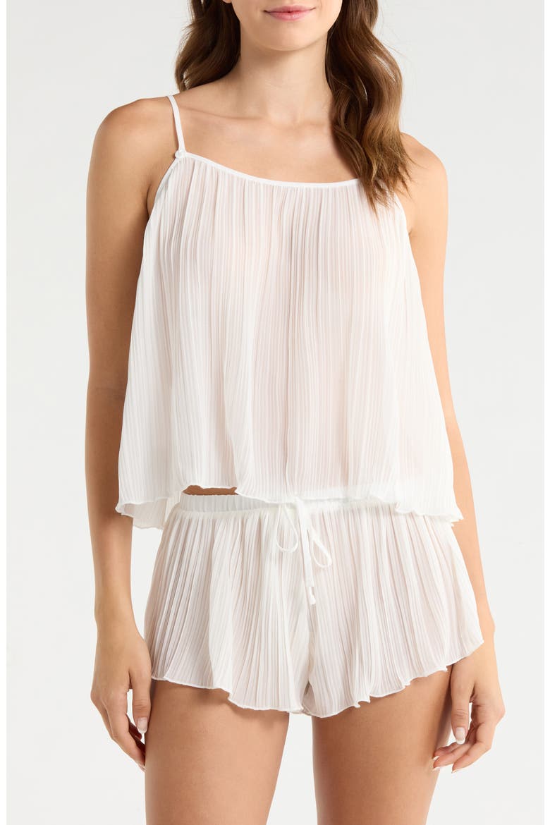 Karina Semisheer Crinkle Chiffon Shorts Pajamas, Main, color, IVORY