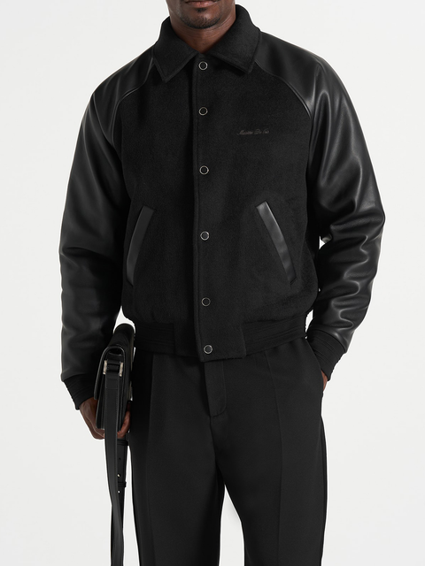 Olivier Wool & Leather Raglan Varsity Jacket