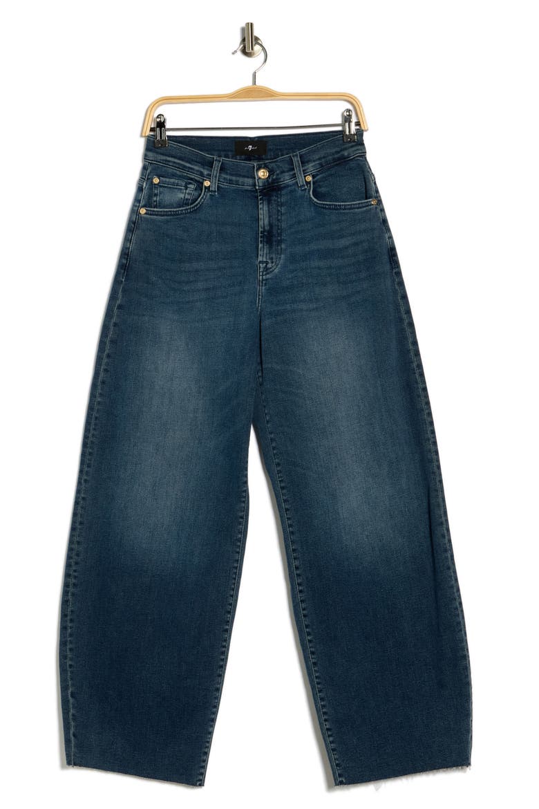 Bonnie Curvilinear Raw Hem Barrel Leg Jeans, Alternate, color, WARRENTON