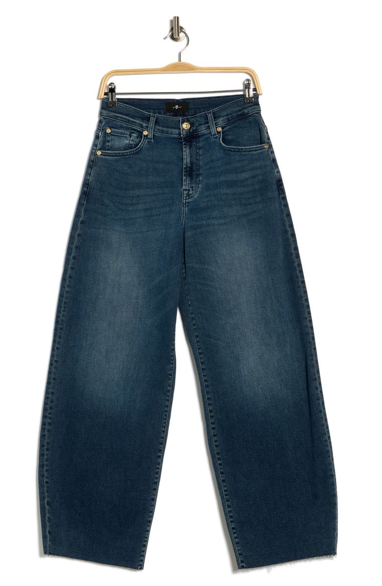 7 For All Mankind Bonnie Curvilinear Raw Hem Barrel Leg Jeans, Alternate, color, Warrenton