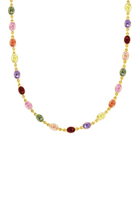 Cubic Zirconia Station Necklace