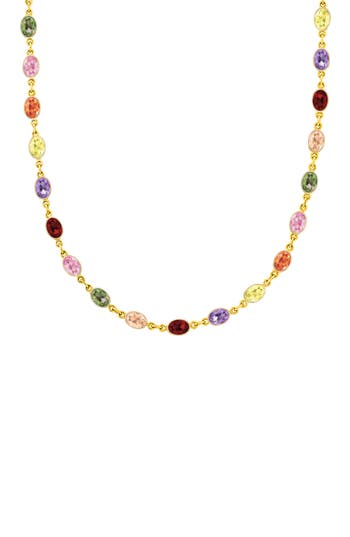 Savvy Cie Jewels Cubic Zirconia Station Necklace In Gold