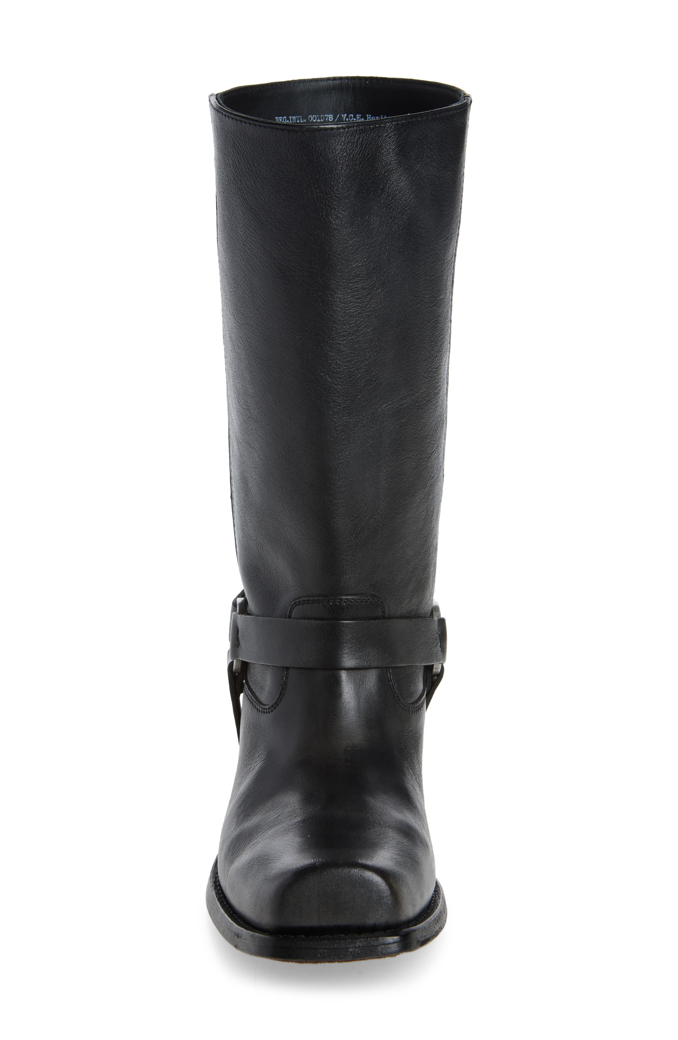 Biker Square Leather Boot, Alternate, color, BLACK