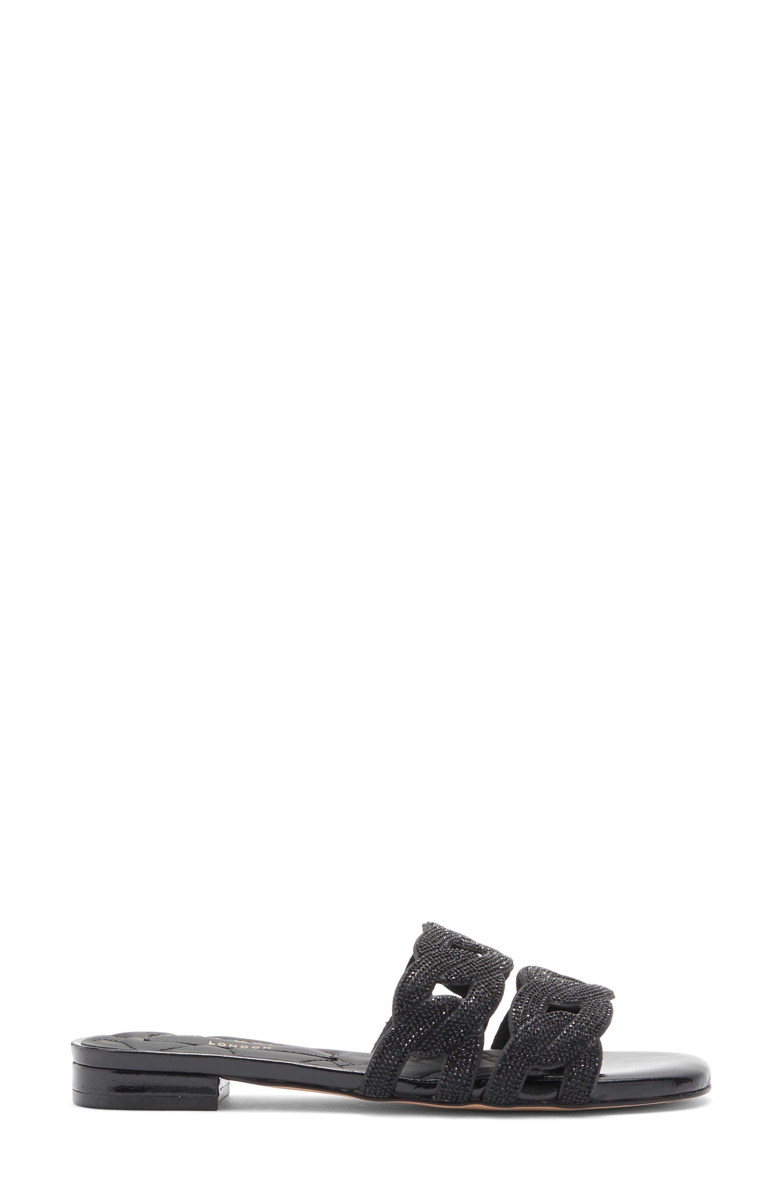 Crystal Chain Slide Sandal, Alternate, color, BLACK