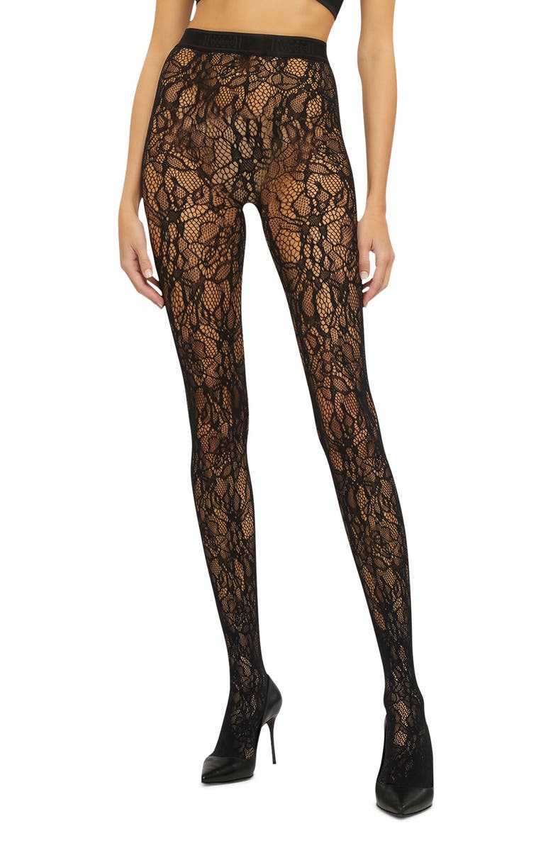 Wolford Floral Net Tights, Alternate, color, 