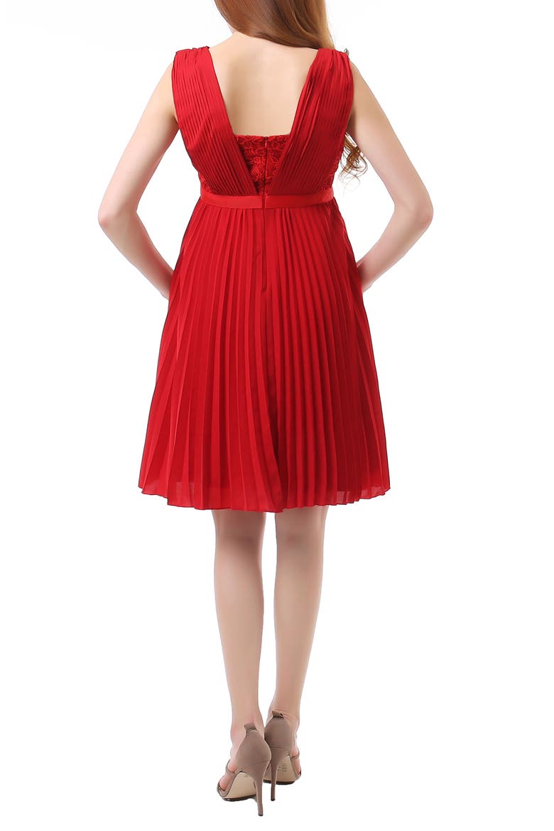 Lauren Chiffon & Lace Maternity Dress, Alternate, color, RED