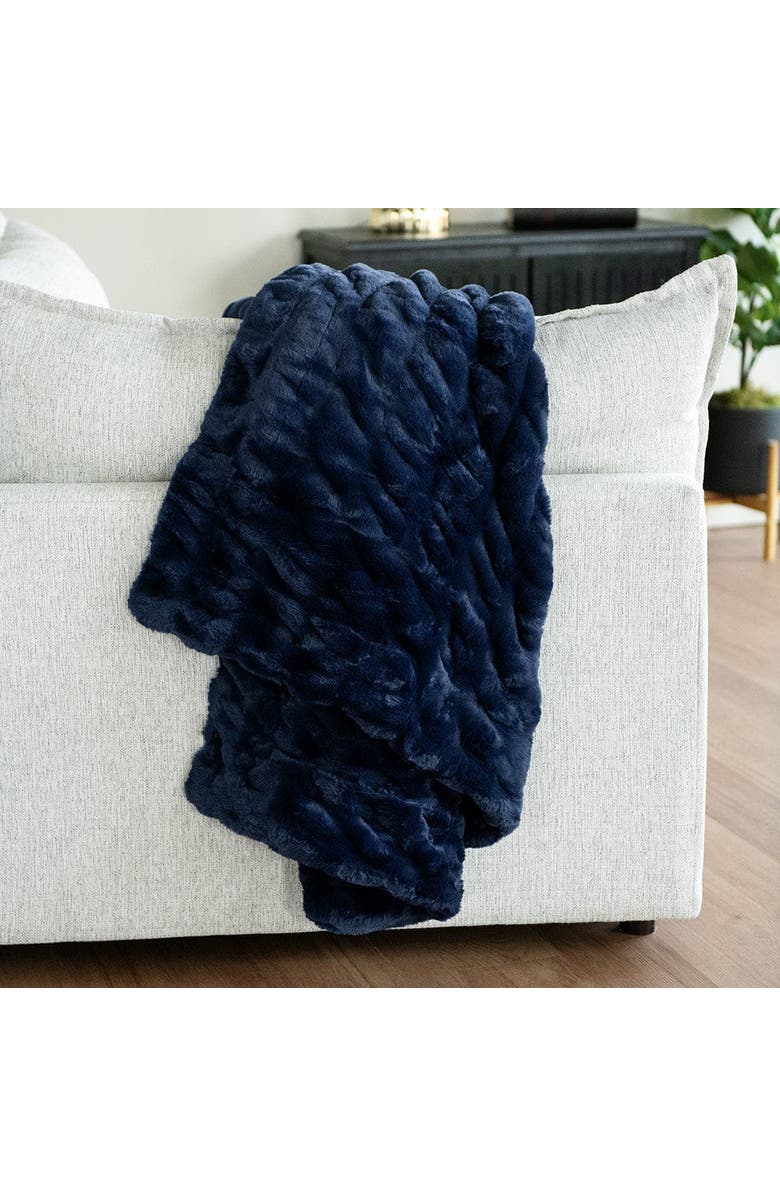 Minky Couture Hugs Navy Blanket, Alternate, color, Navy