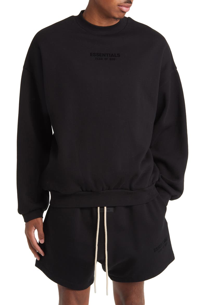 Essentials Crewneck Sweatshirt, Main, color, JET BLACK
