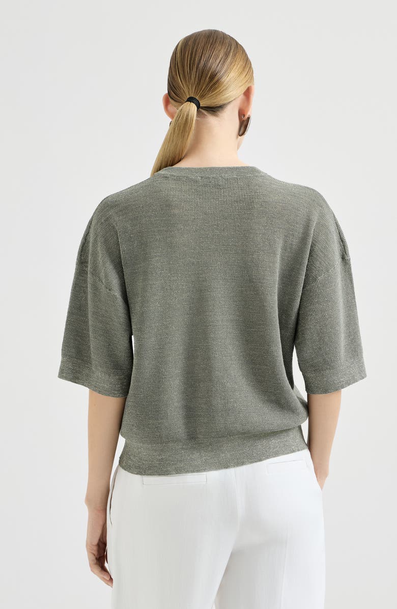 Brunello Cucinelli Sparkling linen sweater, Alternate, color, Military