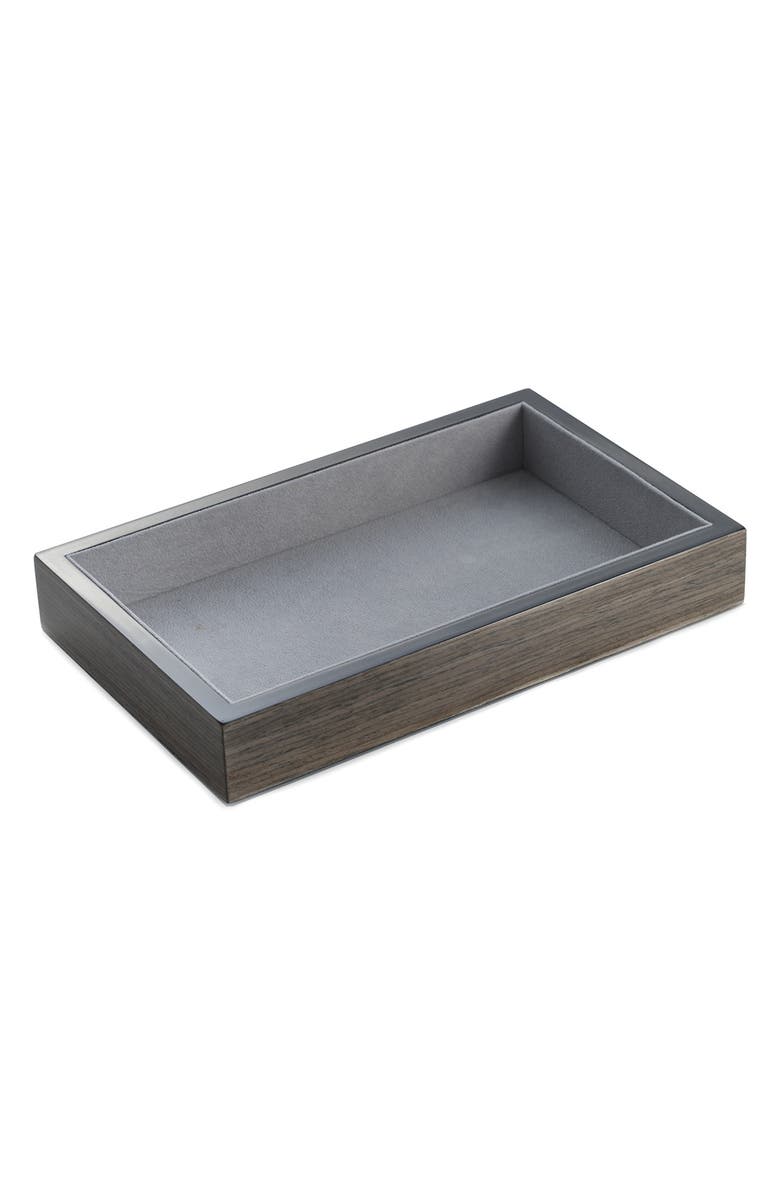 Bey-Berk Lacquered Gray Wood Open Face Valet Tray, Main, color,