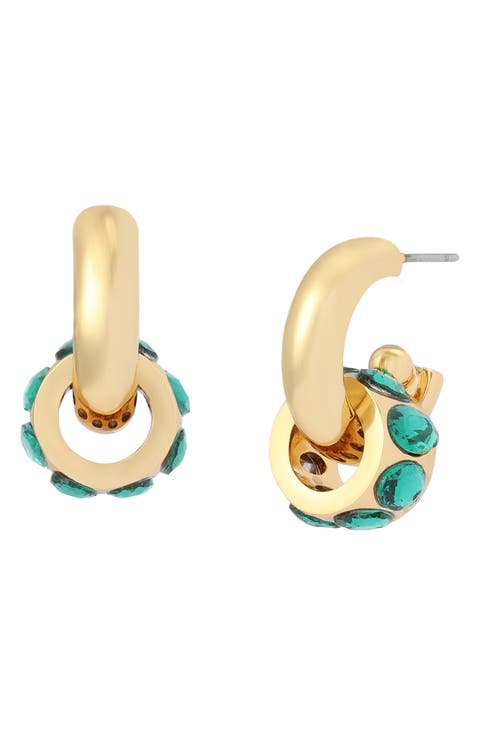 Rondelle Huggie Hoop Drop Earrings