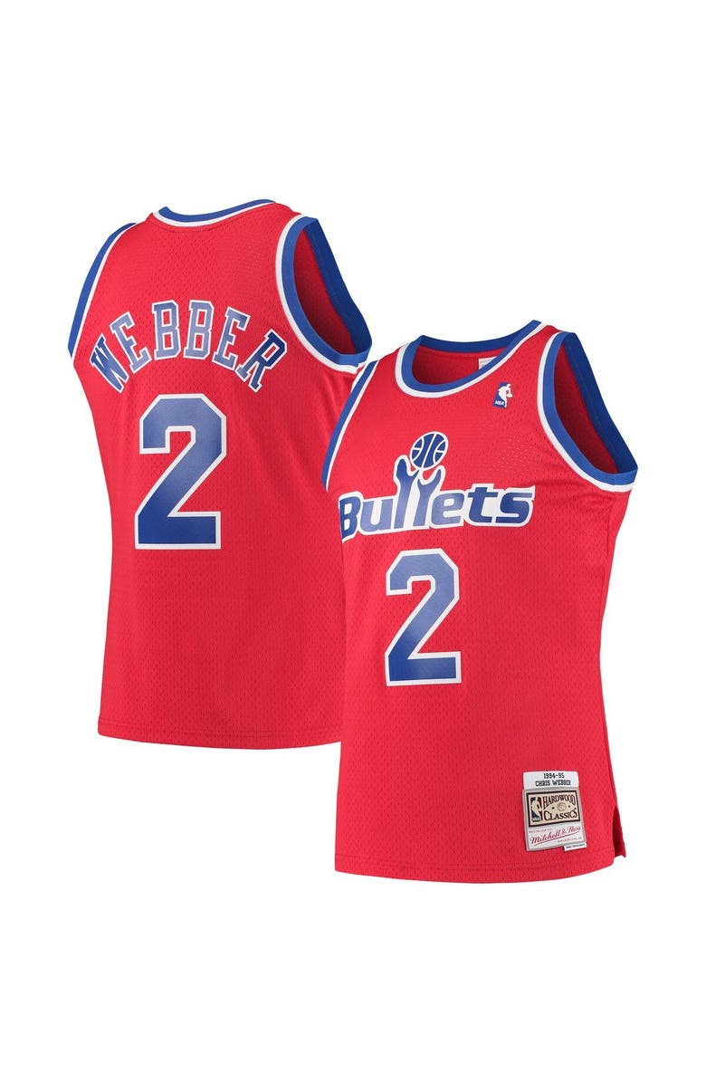 Mitchell & Ness Men's Mitchell & Ness Chris Webber Red Washington Bullets 1994/95 Hardwood Classics Swingman Jersey, Alternate, color, Red
