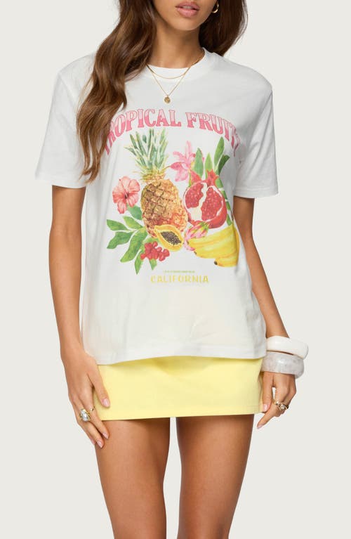 Edikted Tropical Fruits Graphic T-shirt In White