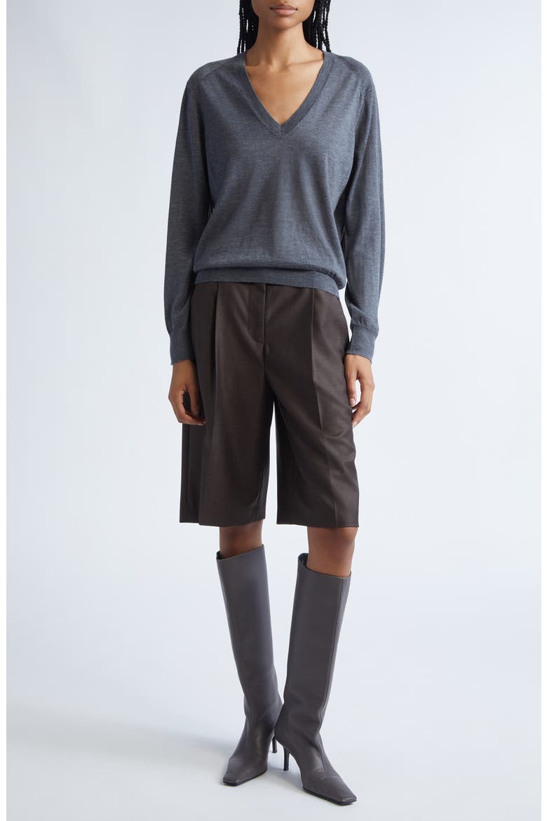 Julio Thin Cashmere V-Neck Sweater, Alternate, color, ANTHRACITE MELANGE