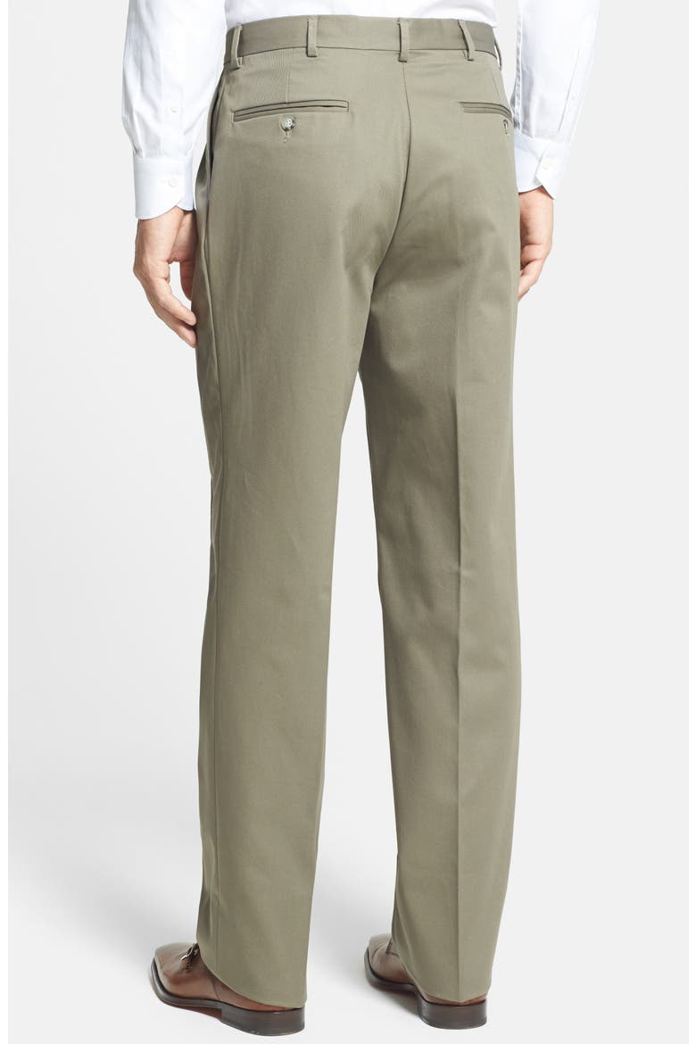 Pleated Classic Fit Cotton Dress Pants, Alternate, color, OLIVE