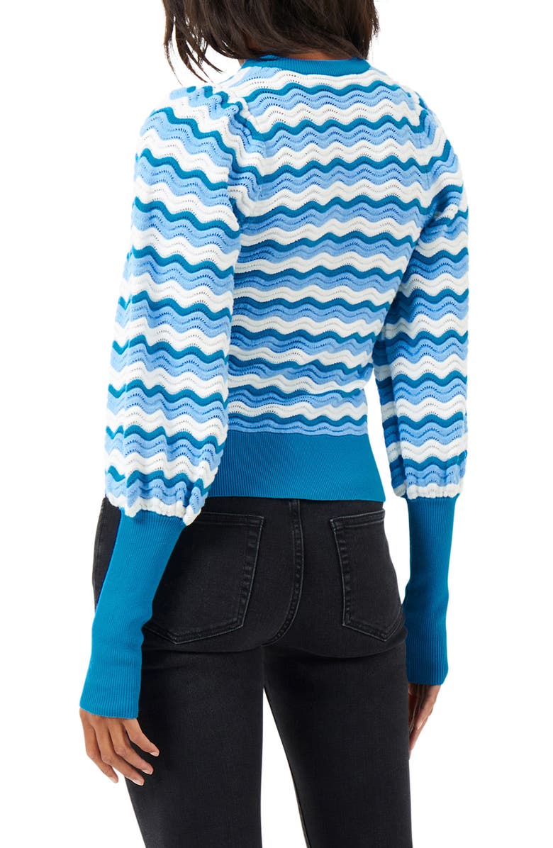 French Connection Onna Ripple Stripe Cotton Crewneck Sweater, Alternate, color, 