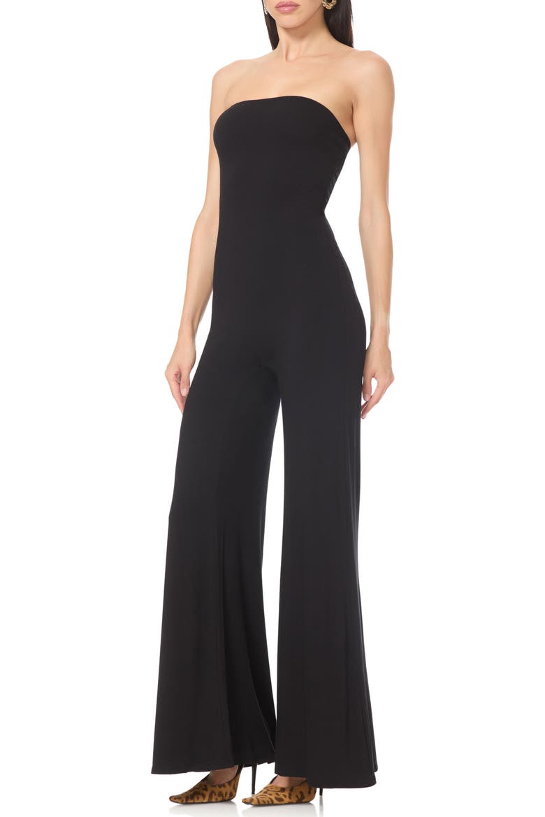 Nicola Strapless Catsuit, Alternate, color, NOIR
