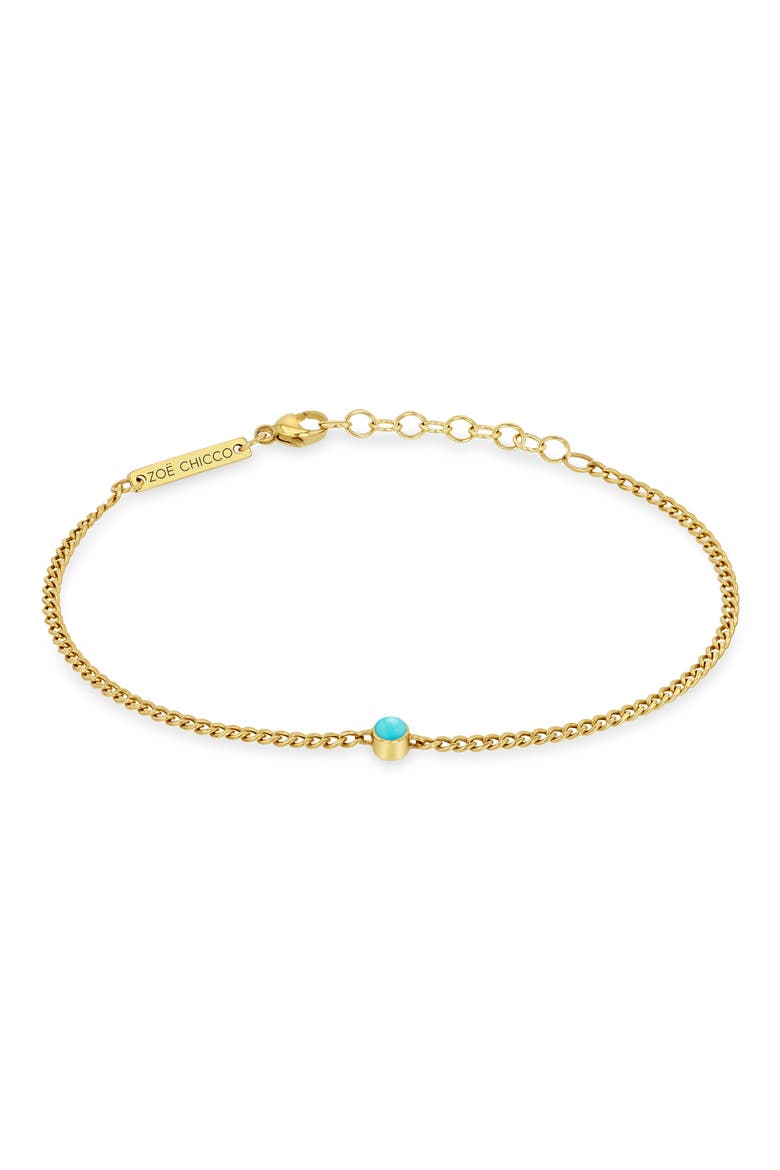 Bezel Set Turquoise Bracelet, Main, color, 14K YELLOW GOLD