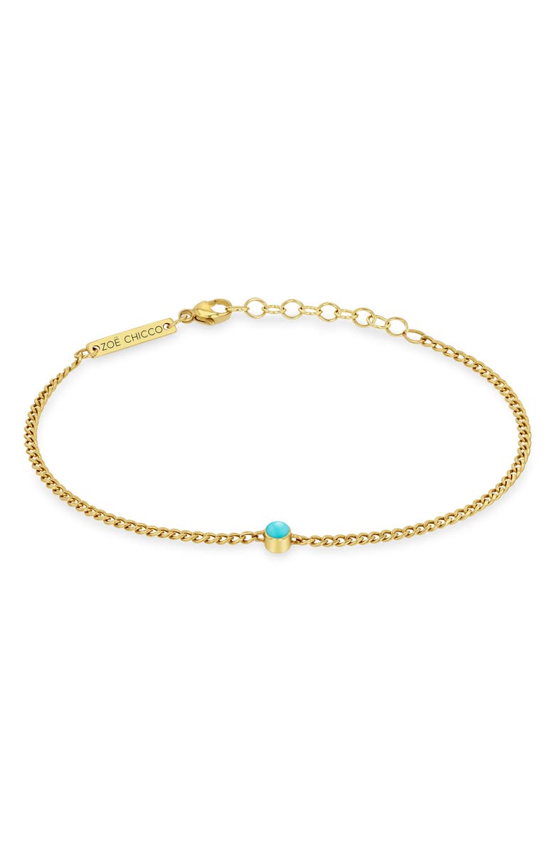 Zoë Chicco Bezel Set Turquoise Bracelet, Main, color, 14K Yellow Gold