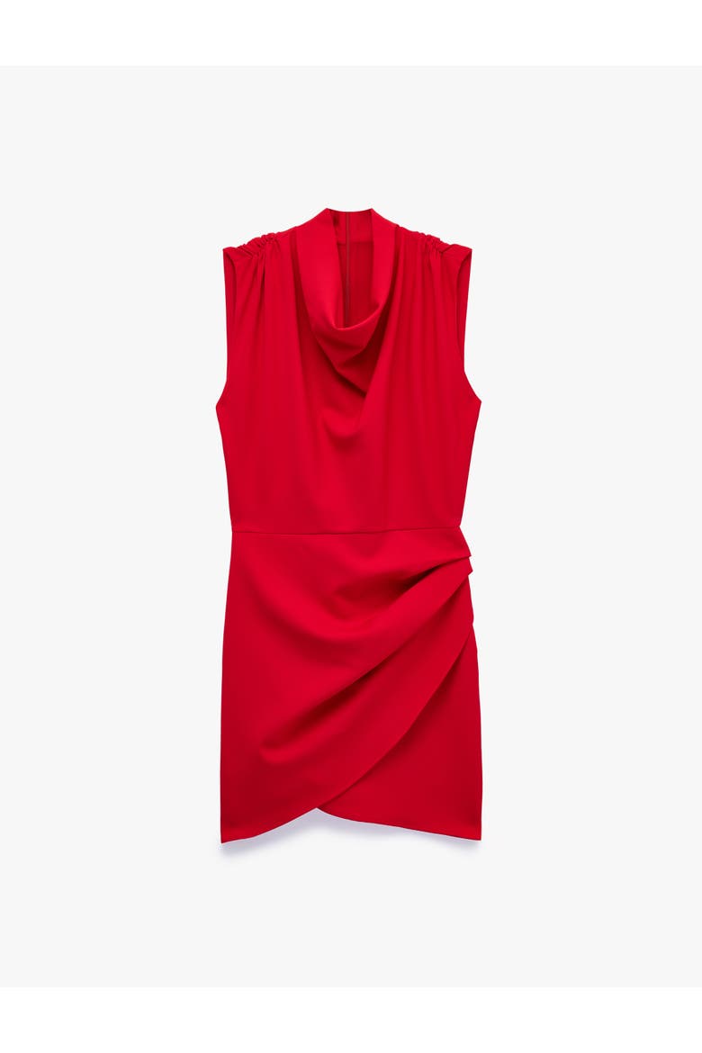 Sleeveless Cowl Neck Draped Mini Dress, Alternate, color, RED