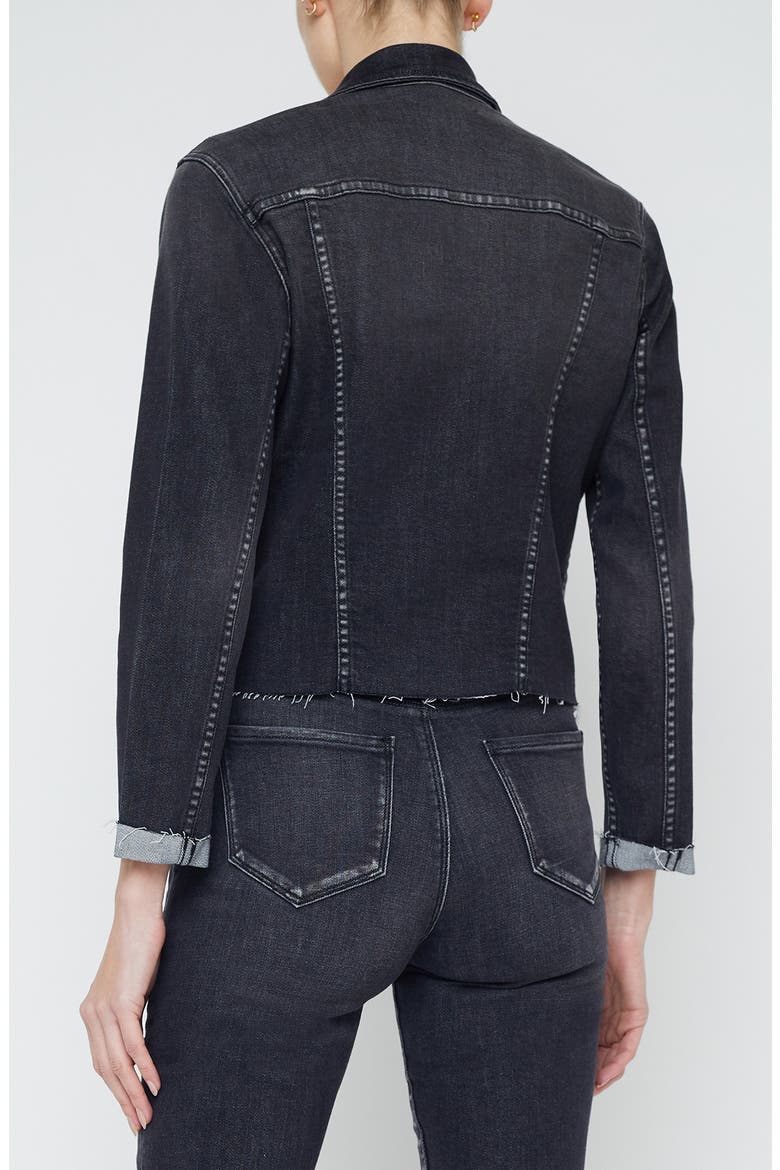 Ruth High Waist Raw Hem Straight Leg Jeans, Alternate, color, OBSIDIAN