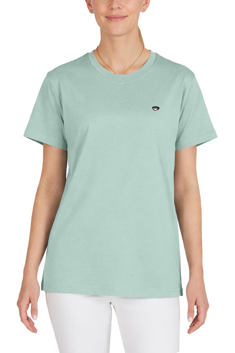 Womens Lil Coffee Jersey Tee, Main, color, Dusty Blue