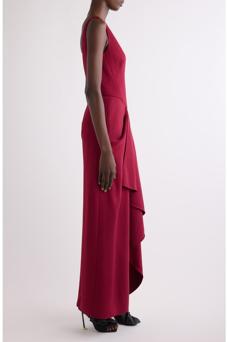 Waterfall Stretch Crepe Cady Gown, Alternate, color, RED CHERRY