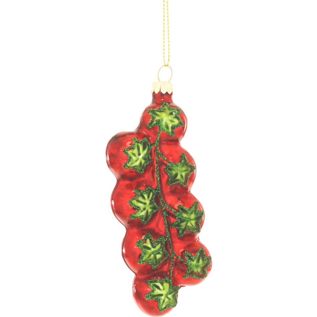 Cody Foster & Co. Cherry Tomatoes Glass Ornament in Red Multi  product