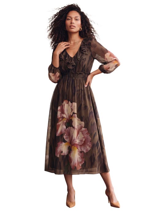 Plus Size Chiffon Flounce V Neck Maxi Dress (plus)