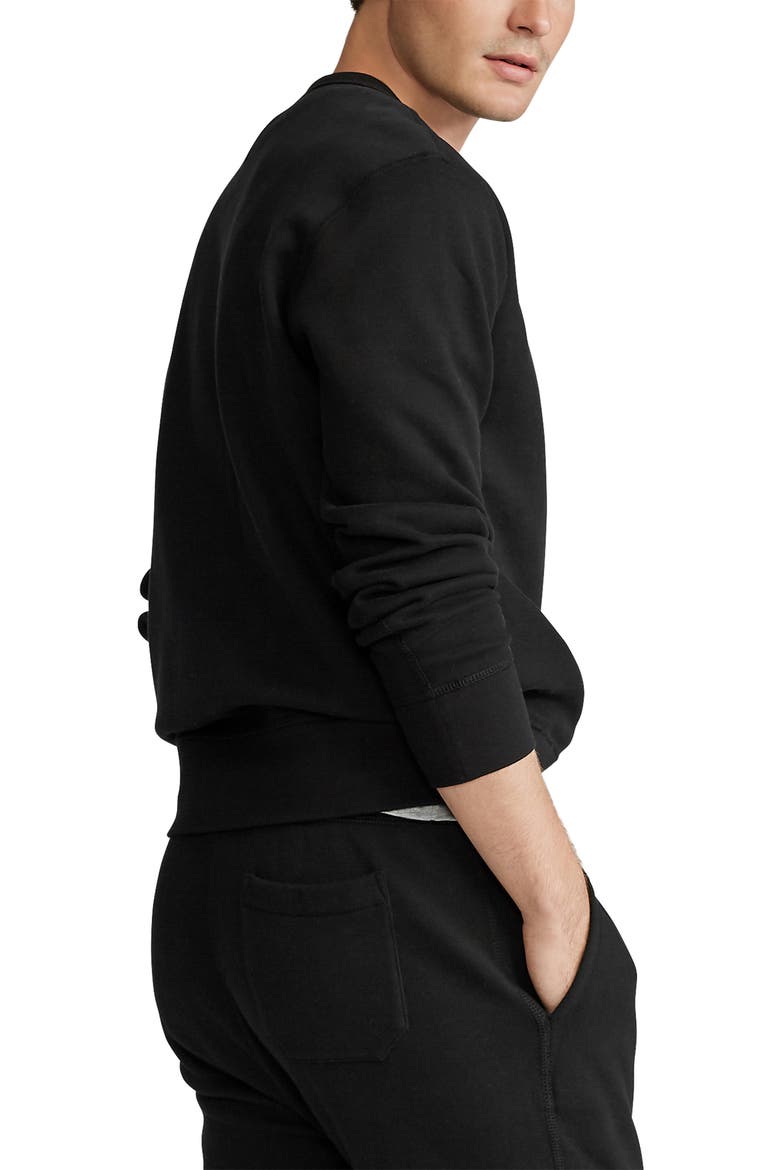 Fleece Crewneck Sweatshirt, Alternate, color, POLO BLACK