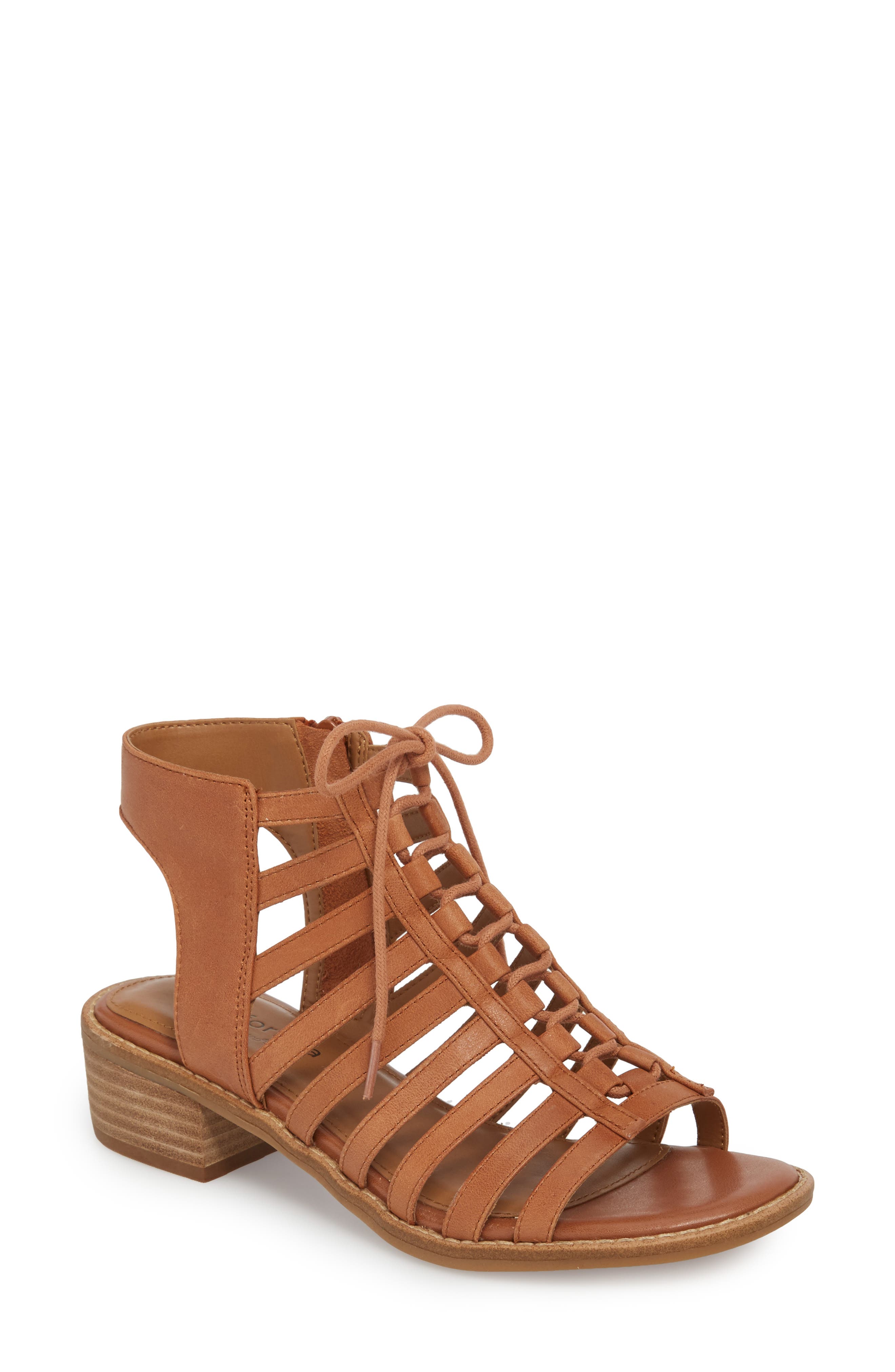 Blossom Sandal, Main, color, WALNUT LEATHER