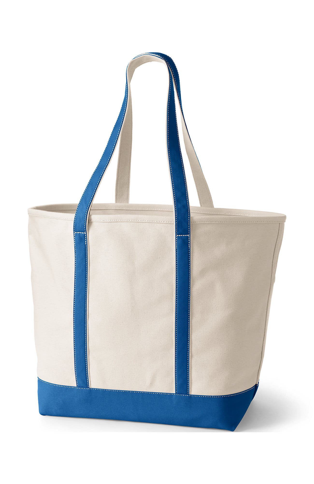 Open Top Long Handle Canvas Tote Bag, Alternate, color, Natural/Beacon Blue