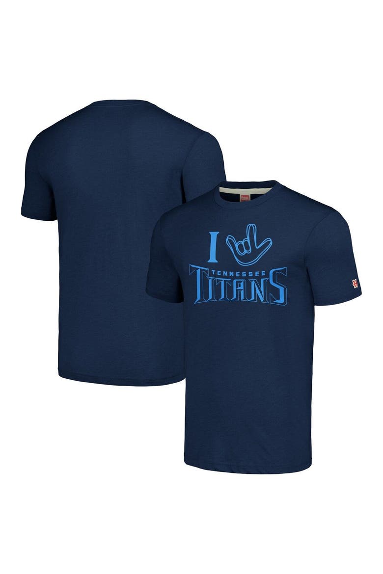 Unisex Homage  Navy Tennessee Titans The NFL ASL Collection by Love Sign Tri-Blend T-Shirt, Main, color, Navy