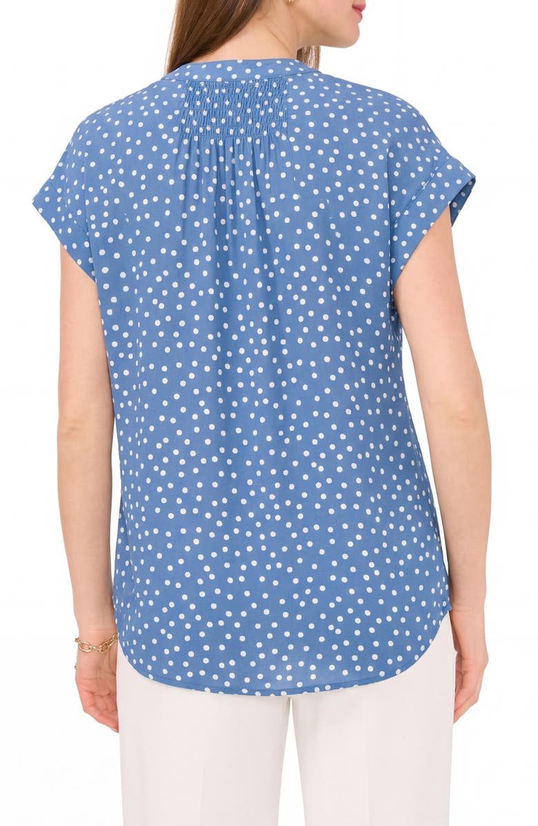 Chaus Split Neck Georgette Blouse, Alternate, color, Blue White Dot