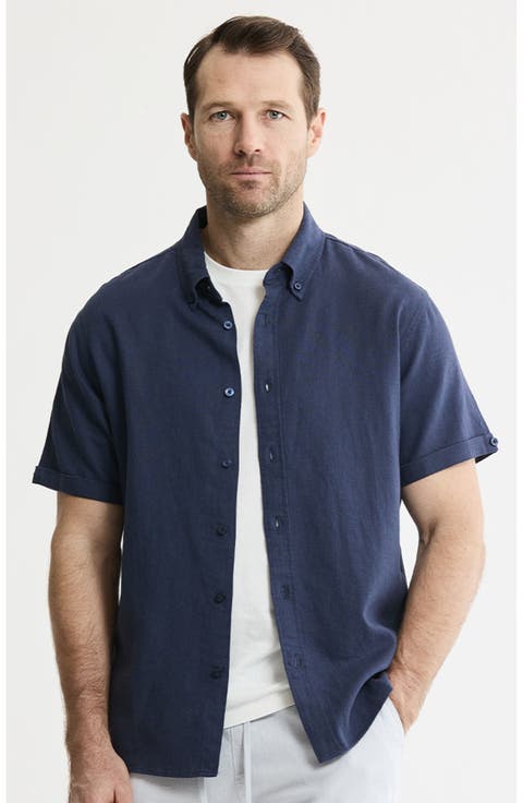 Linen Blend Short Sleeve Shirt
