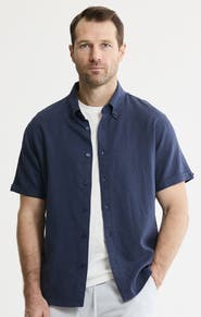 JACHS Linen Blend Short Sleeve Shirt