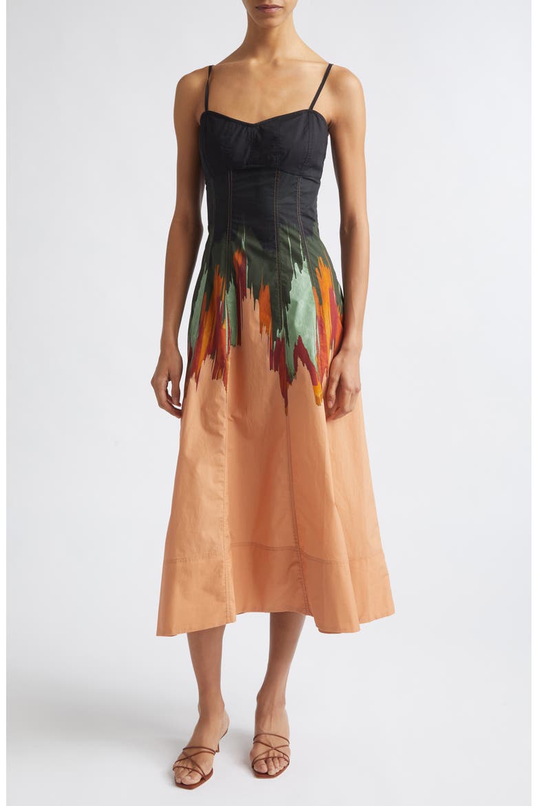 Fiora Floral Cotton Dress, Main, color, AGATE